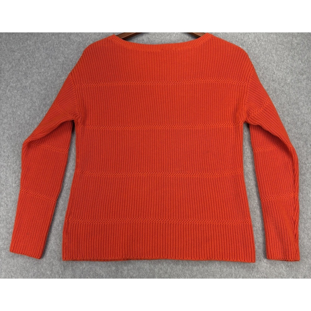 Talbots Orange Textured Knit Sweater S Pima Cotton Boxy Casual Spring Timeless - Picture 8 of 8